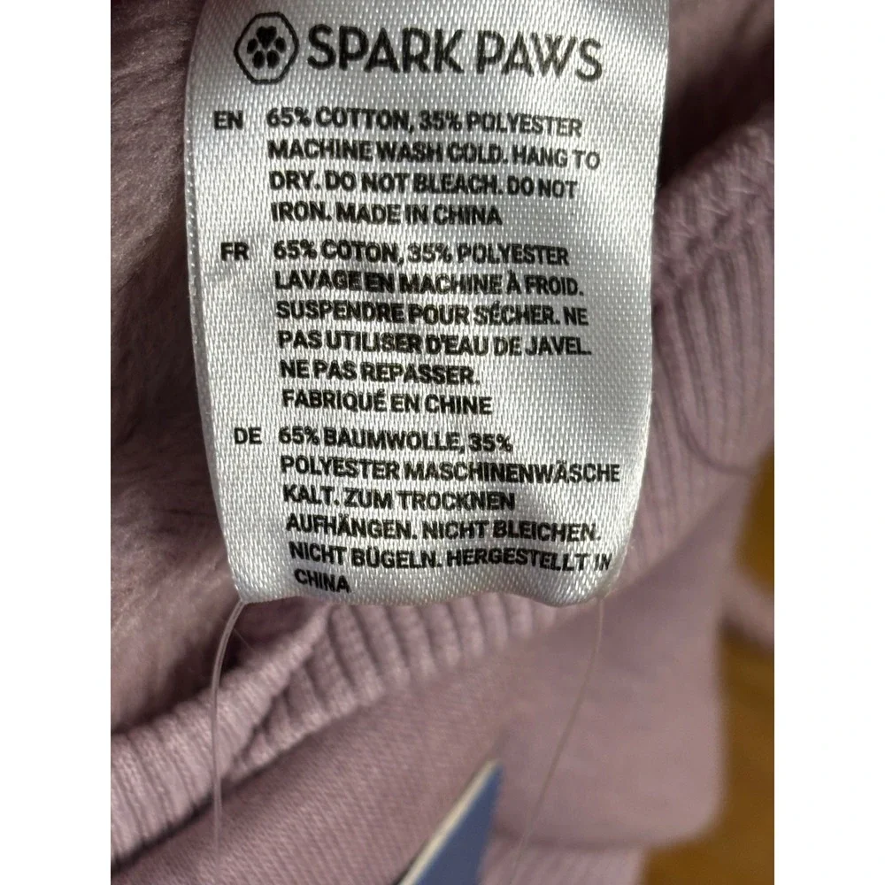 Spark Paws Dog Hoodie Lilac Purple Fleece Pet Sweatshirt‎ Size Large NWT